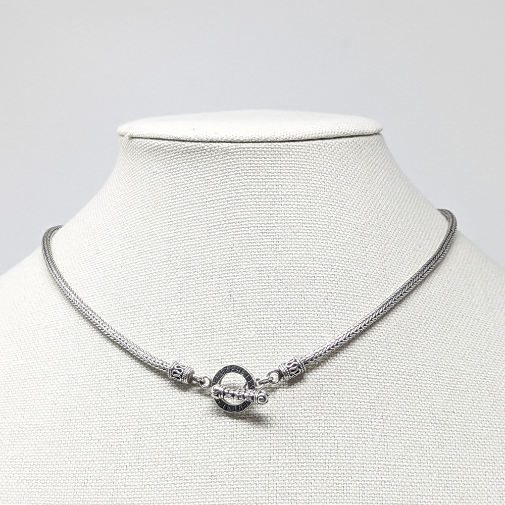 Effy sterling silver 925 toggle closure wheat chain necklace vintage Balissima